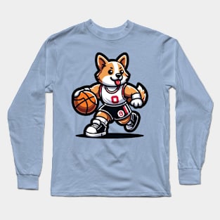 basketball player corgi Long Sleeve T-Shirt